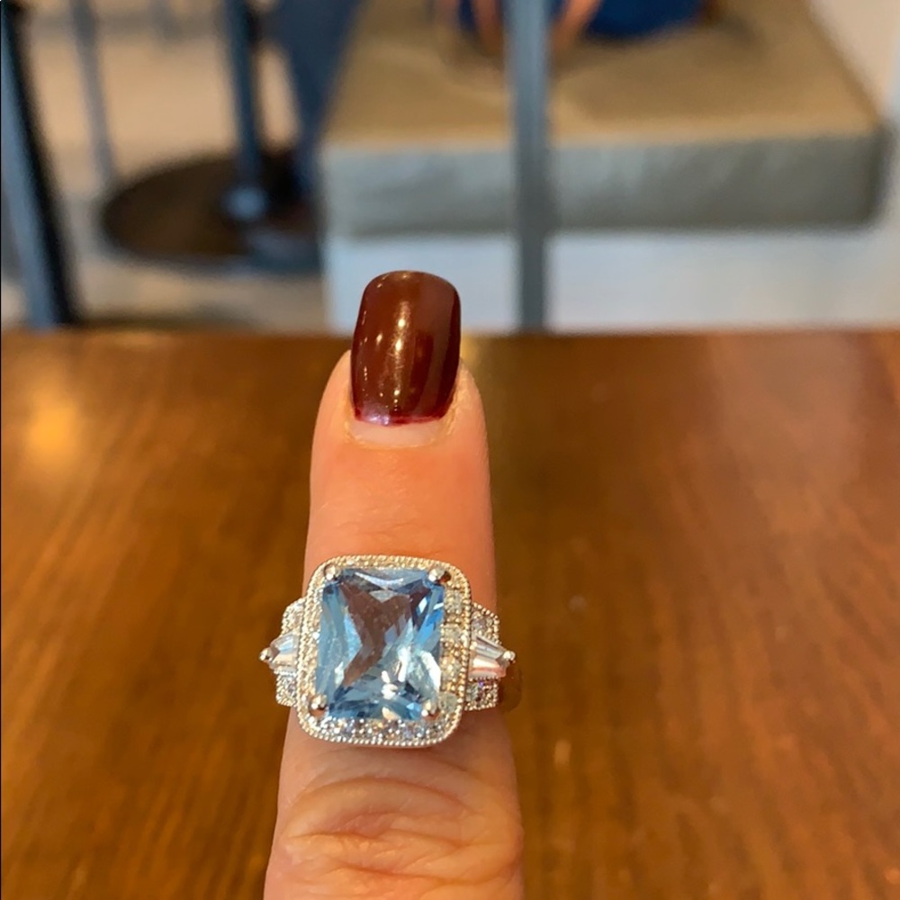 Brand new Blue and cubic zirconia ring size 6 - Picture 2 of 3